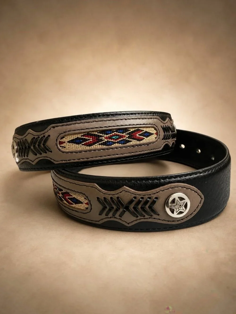 Vintage Western Leather Belt Womens M 34-36 Concho Southwest Black